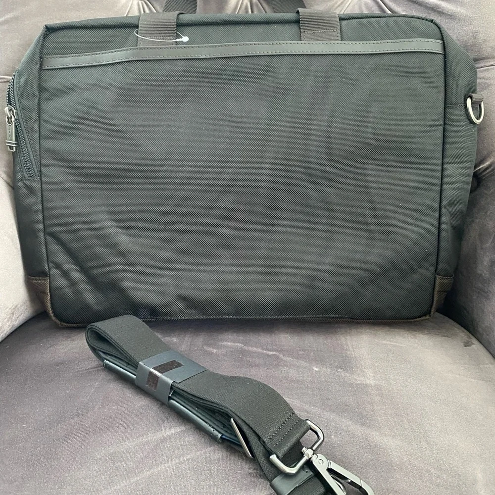 Tumi NWOT Alpha Black/Brown Ballistic Nylon Briefcase - Picture 8 of 12